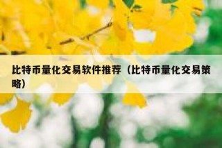 比特币量化交易软件推荐（比特币量化交易策略）
