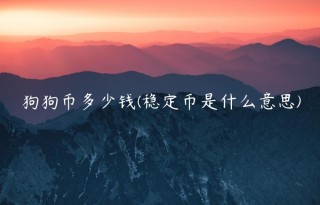 狗狗币多少钱 - 稳定币是什么意思