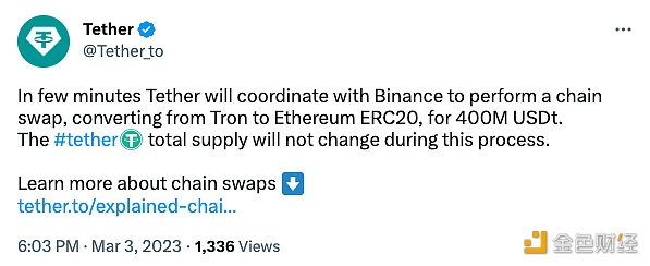 Tether将与Binance进行4亿枚USDT换链-第1张图片-binance下载
