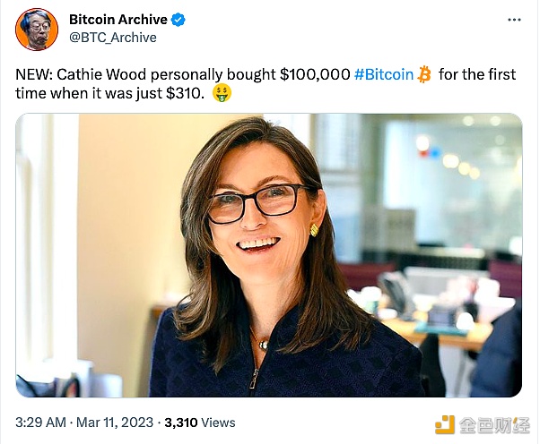 Cathie Wood以310美元的价格购买了10万美元的比特币-第1张图片-binance下载